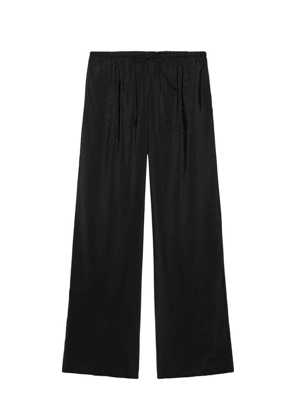 Zara Black Wide-Leg Casual Flowy Lightweight Drawstring Pants Medium NWT